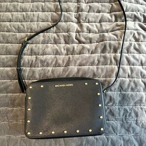 Michael Kors Black JET SET Crossbody Bag with Gold Studs
